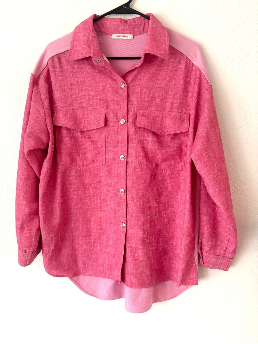 Women’s Pink Button-Down Shirt with Chest Pockets
